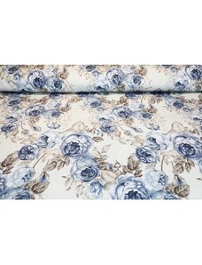 Mondo Italia, s.r.o. Pamut szövet Flanel kék rózsák, h. 290 cm