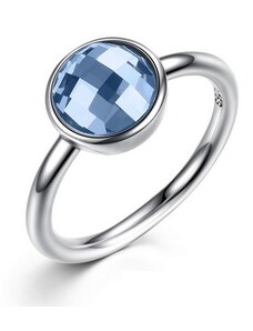 Ékszerkirály Kerek köves ezüst gyűrű, Kék, 8