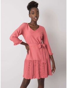 BASIC Rózsaszín női ruha pliszírozott szoknyával LK-SK-507733.80P-pink