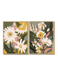 Kép DKD Home Decor 60 x 4 x 80 cm цветя Skandináv (2 egység)
