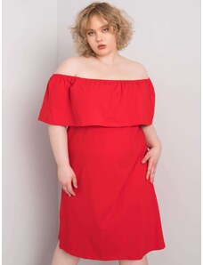 BASIC Piros női ruha fodorral RV-SK-6641.05-red