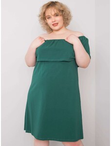 BASIC Sötétzöld női ruha fodorral RV-SK-6641.05-green
