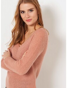 Pink sweater with clamshell neckline CAMAIEU - Women