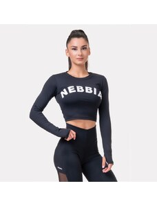 Nebbia Sporty HERO crop top hosszúújjú 585 - Black