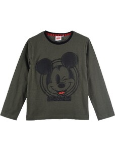 DISNEY Khaki színű hosszú ujjú fiú póló Mickey Mouse-os