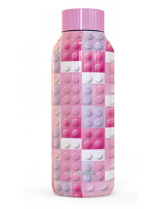 QUOKKA KIDS PINK LEGO mintás kulacs, 510 ml, termosz, rózsaszín