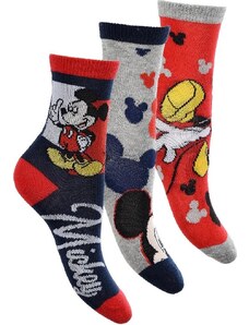 Kék / szürke / piros fiú zoknik (3 pár) -Mickey Disney