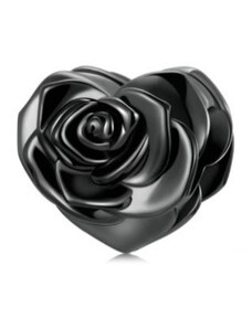 Ékszerkirály Ezüst charm, fekete rózsa