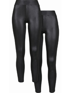 Macskanadrág // Urban classics Ladies Synthetic Leather Leggings 2-Pack black+black