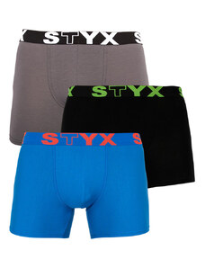 3PACK tarka long férfi boxeralsó Styx sport gumi