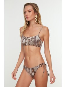 Trendyol barna kígyómintás bikini alsók kiegészítő részletekkel