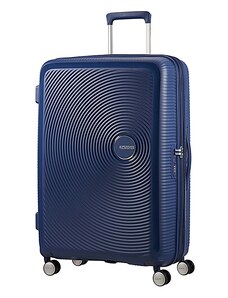 American Tourister SOUNDBOX éjkék bővíthető négykerekű közepes bőrönd 32G*41*002