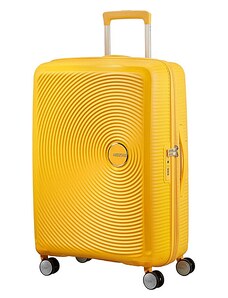 American Tourister SOUNDBOX napsárga bővíthető négykerekű közepes bőrönd 88473-1371