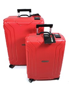 Touareg MATRIX négykerekű piros bőröndszett-2db BD28-piros S,M,szett