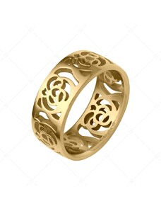 BALCANO - Camilla / Áttört virágmintás nemesacél gyűrű 18K arany bevonattal