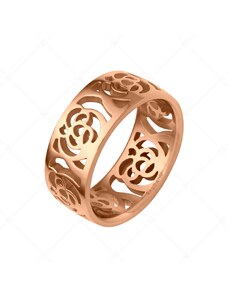 BALCANO - Camilla / Áttört virágmintás nemesacél gyűrű 18K rozé arany bevonattal