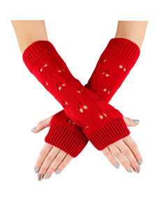 Kötött kézmelegítő Hearts VFstyle 30 cm piros
