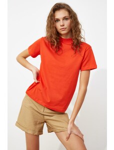Trendyol Red Basic függőleges gallér kötött póló