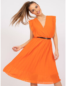 Fashionhunters Orange midi dress with clutch Marine neckline