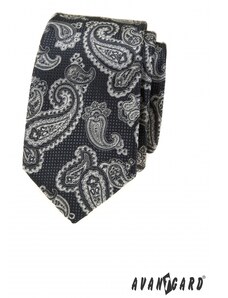Avantgard Grafitszürke nyakkendő paisley mintával