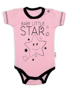 Baby nellys rövid ujjú body, baby little star - rózsaszín