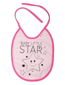 Baby nellys nagy baby little star vízhatlan előke, 24 x 23 cm - rózsaszín