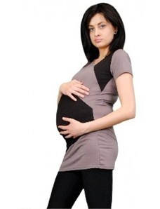 Be MaaMaa Terhességi tunika aszimmetrikus nyakkivágással - bézs