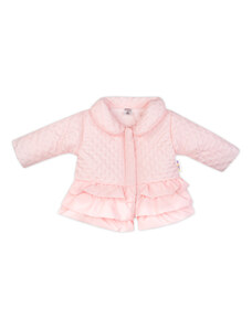 Baby Nellys Csecsemő átmeneti kabát fodrokkal, világos rózsaszín