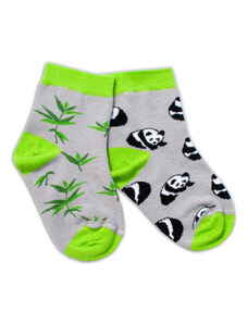Baby Nellys Vidám pamut- zokni Panda - szürke