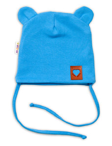 Baby Nellys TEDDY pamut- kétrétegű kalappal fogantyúk kötözésért - kék