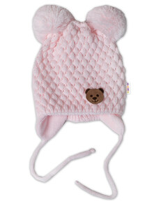 BABY NELLYS Téli kötött sapka Teddi maci kötéshez, rózsaszín
