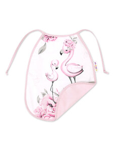 Baby Nellys Gyermek kétoldalas vállpántos, pamut / bársony, Flamingó - rózsaszín