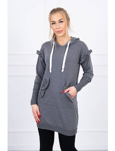 Kesi Dress with decorative ruffles and hood made of graphite
