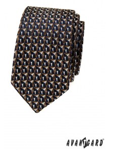 Avantgard Keskeny nyakkendő kék-barna mintával