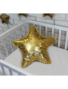 Baby Nellys Dekoratív kétoldalas párna - Csillag, 45 cm - arany