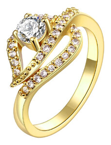 Arannyal bevont CZ kristályos gyűrű levél motívummal #7 (0039.)