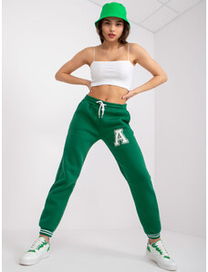 Fashionhunters Darina Dark Green Sweatpants with High Waist