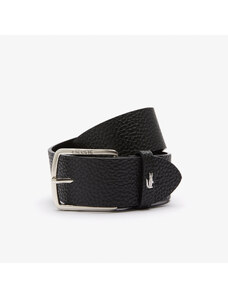 Lacoste Men's Engraved Square Buckle Grained Leather Belt