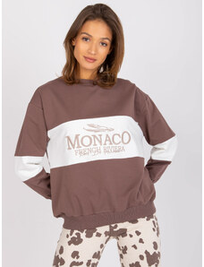 FANCY Barna kapucnis pulóver varrott Monaco felirattal Bethany -FA-BL-7629.19P-barna