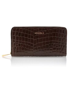 Alexandra K Vegan Leather Continental Wallet - Mokka Croco