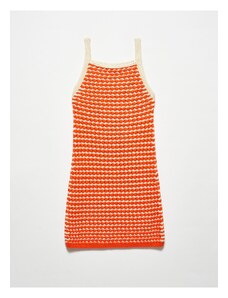 Dilvin 90115 vastag textúrájú kötöttáru ruha-narancssárga