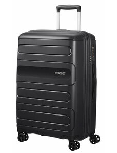 American Tourister SUNSIDE fekete bővíthető négykerekű közepes bőrönd 107527-1041