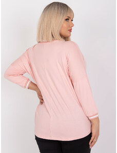 Fashionhunters Light pink asymmetrical blouse Marianna plus sizes