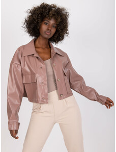 Fashionhunters Dusty pink transition jacket made of imitation Dorine leather