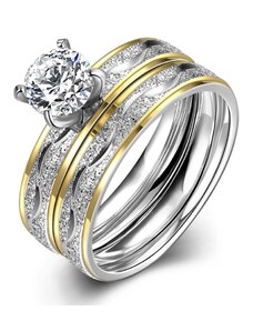 Csillámló női karikagyűrű és kísérőgyűrű szett CZ kristállyal #7 (0517.)