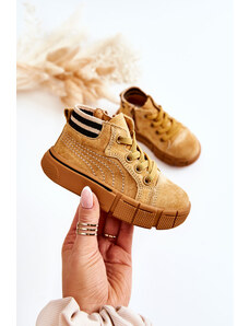 Kesi Children's high sneakers with zipper Camel Boone