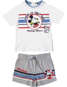 Fehér-szürke szett Mickey Disney póló és rövidnadrág
