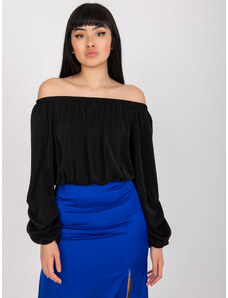 Fashionhunters Black blouse of one size with wide Nineli sleeves