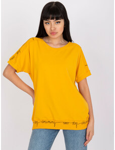 BASIC FEEL GOOD Narancssárga női póló felirattal az ujjakon RV-BZ-7647.62P-világos narancs