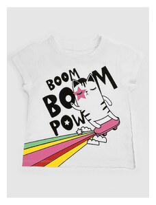 Mushi Boom Boom Girls White Combed Cotton T-shirt